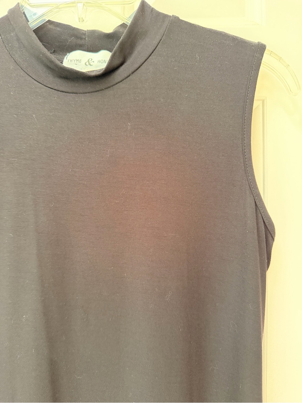 Thyme & Honey Black Mock Neck Mdi Stretch Knit Sheath Dress, Sleeveless, Sz S - Picture 5 of 15
